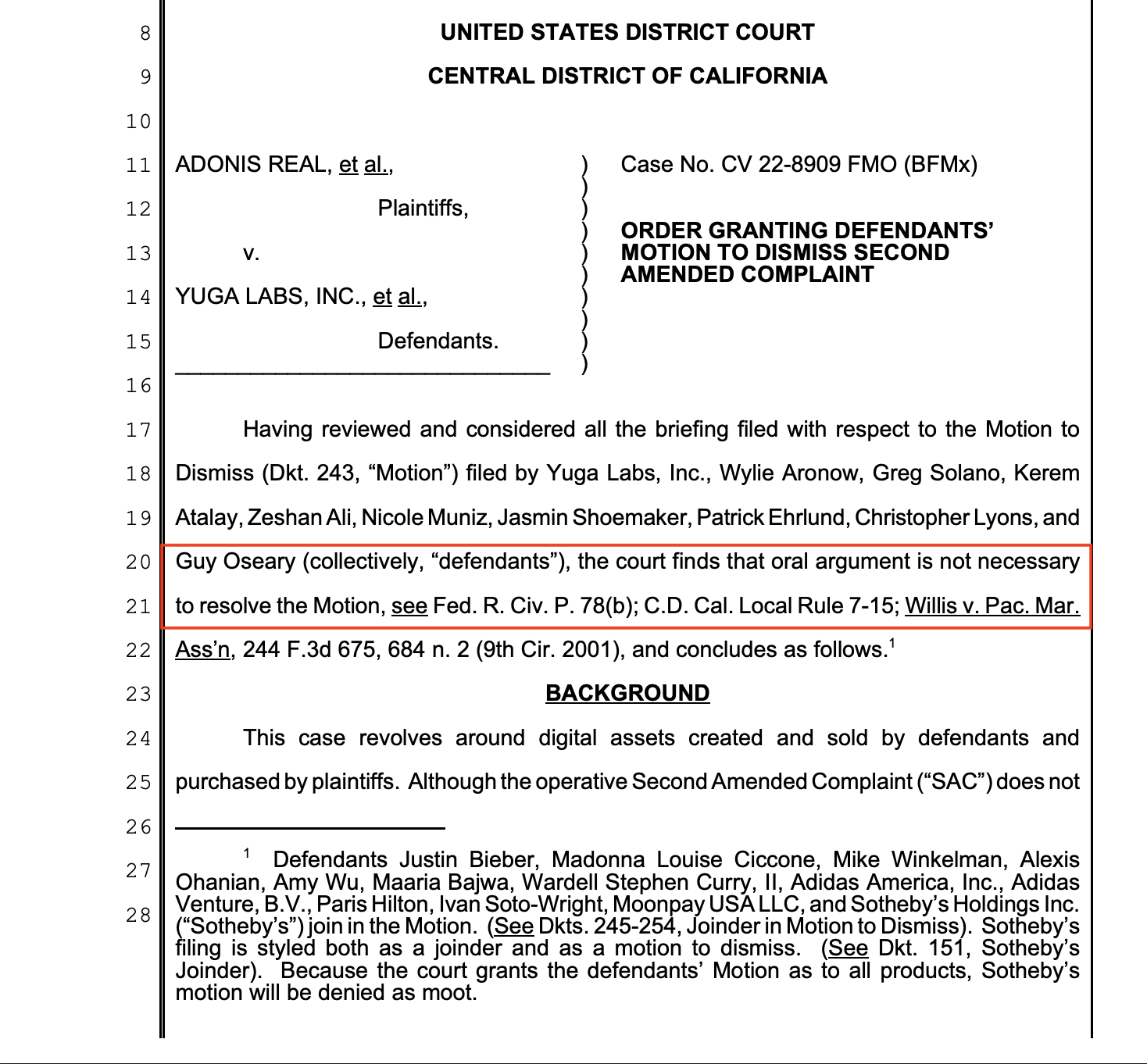 Judge tosses lawsuit against Yuga Labs over failure to satisfy Howey test Law, SEC, United States, ApeCoin