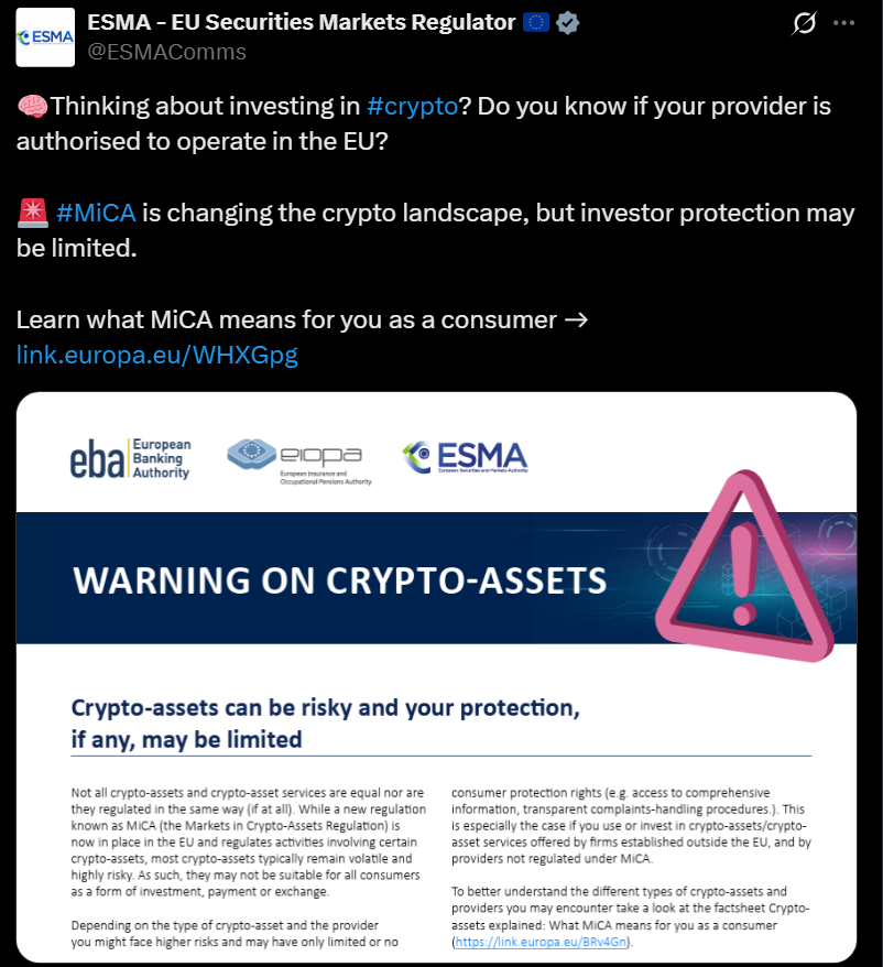 EU eyes crypto oversight under ESMA to end fragmented supervision EU eyes crypto oversight under ESMA to end fragmented supervision