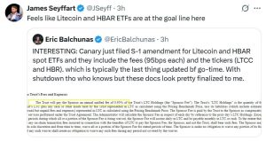 Canary’s Litecoin, HBAR ETFs ready for ‘go-time’ after gov shutdown: Analysts