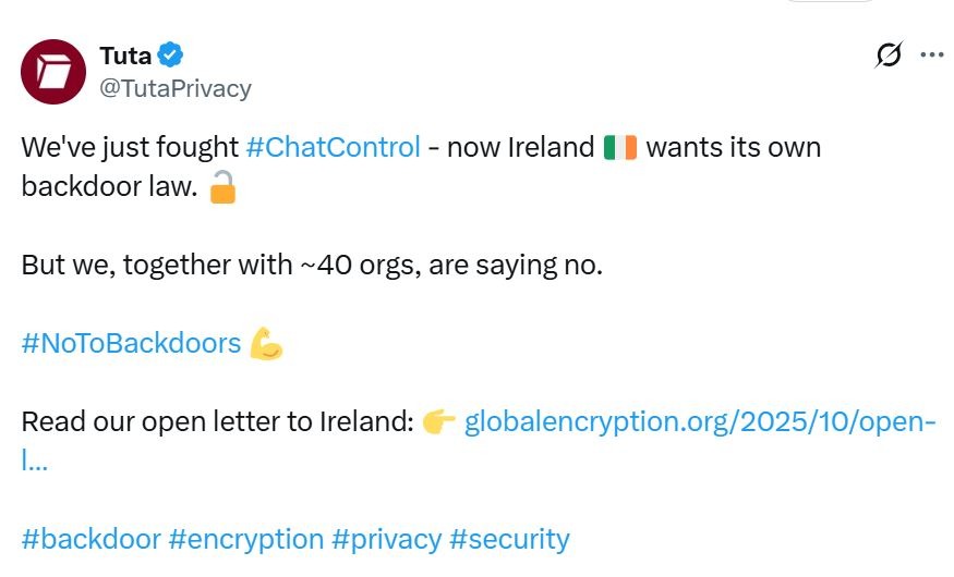 Privacy group urges Ireland to drop work on encryption ‘backdoor law’ Privacy group urges Ireland to drop work on encryption ‘backdoor law’