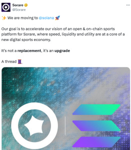 Sorare CEO still bullish on Ethereum despite ‘upgrading’ to Solana